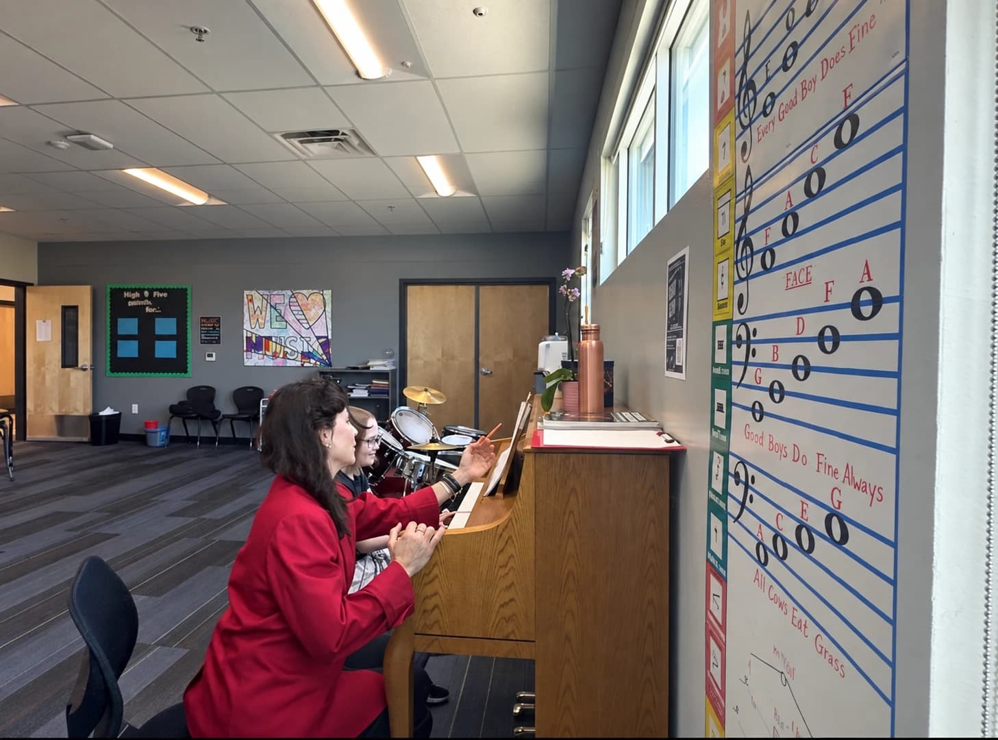 Elizabeth Sullivan teaching a student at the piano